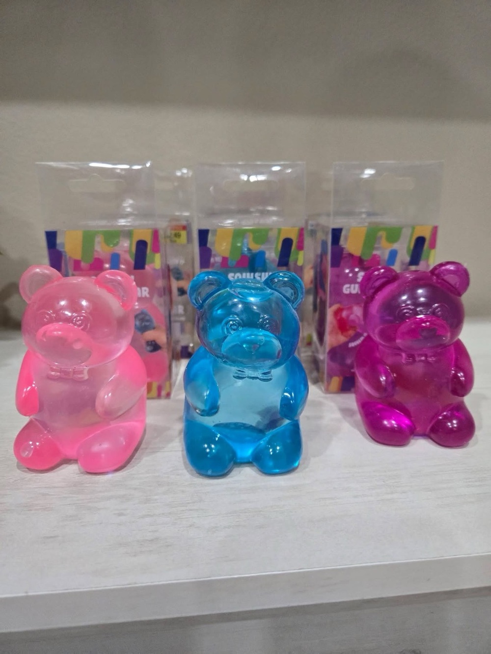 Gummy Bear Squishy Toy - Pink, Blue, Purple